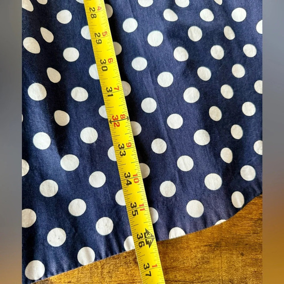 Anthropologie Vanessa Virginia Navy Blue And White Polka Dot Dress - Size 10 - Picture 7 of 12